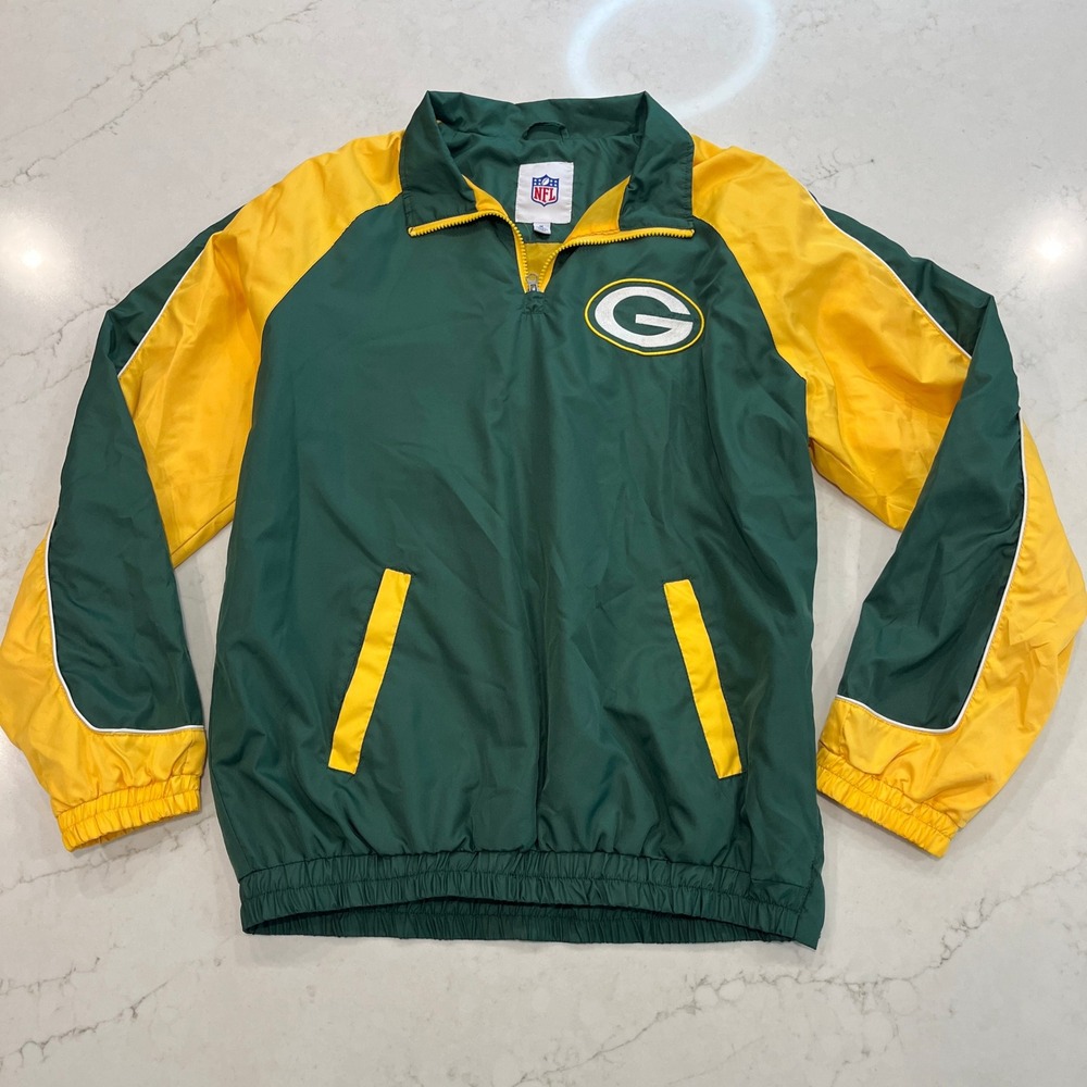 G-III NFL‎ Green Bay Packers NFL Pullover 1/4 Zip Windbreaker Mens M Green Gold